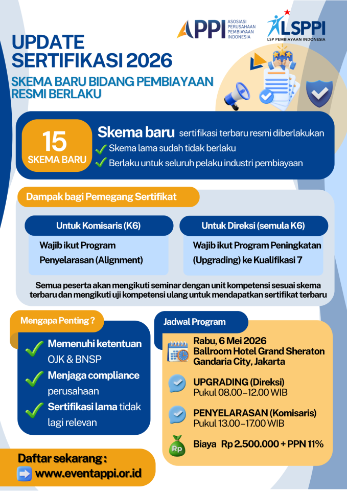 PENDAFTARAN DIREKSI - Program Peningkatan atau Upgrading dan Penyelarasan Skema Sertifikasi Terbaru Bidang Pembiayaan